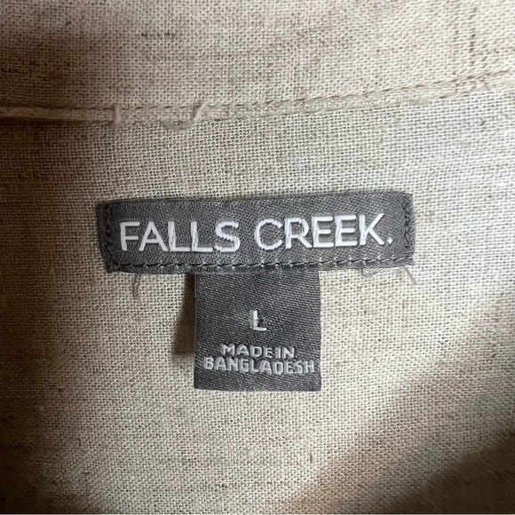 Falls Creek Linen Rayon Button Up Shirt Neutral Beige Sz L Minimalist Natural - Picture 4 of 10